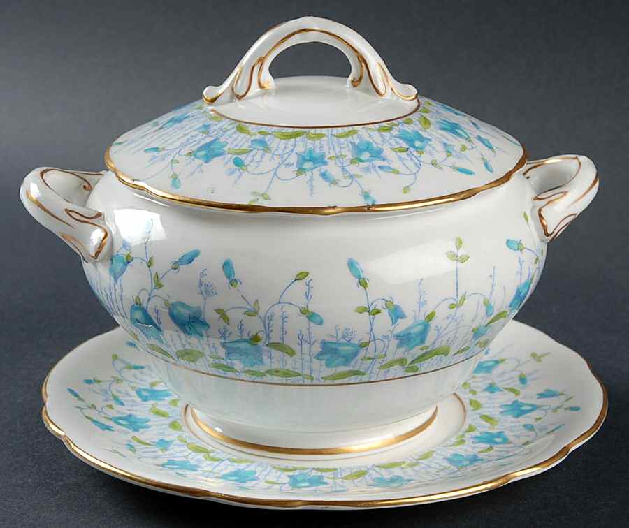 Harebell Turquoise Sauce Boat & Lid with Underplate by Coalport-1