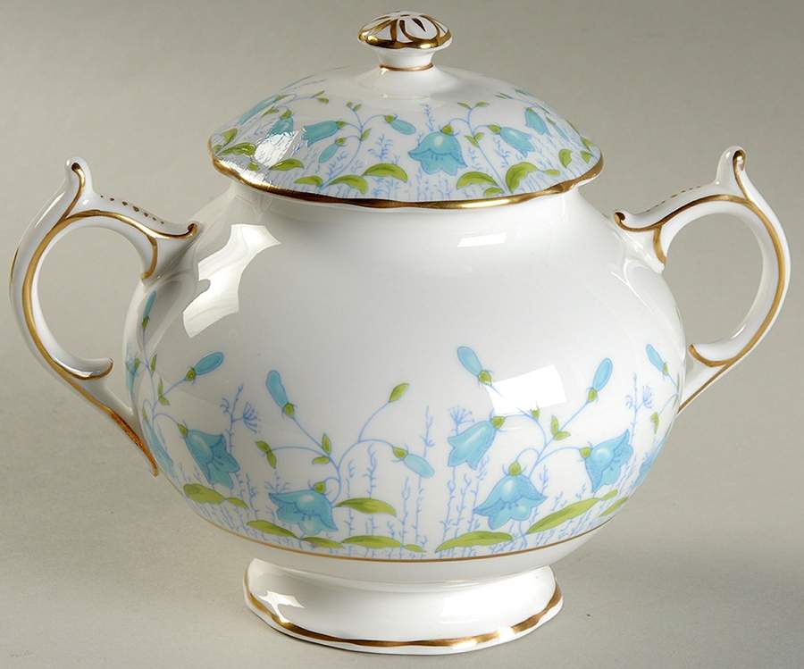 Harebell Turquoise Sugar Bowl & Lid by Coalport-1