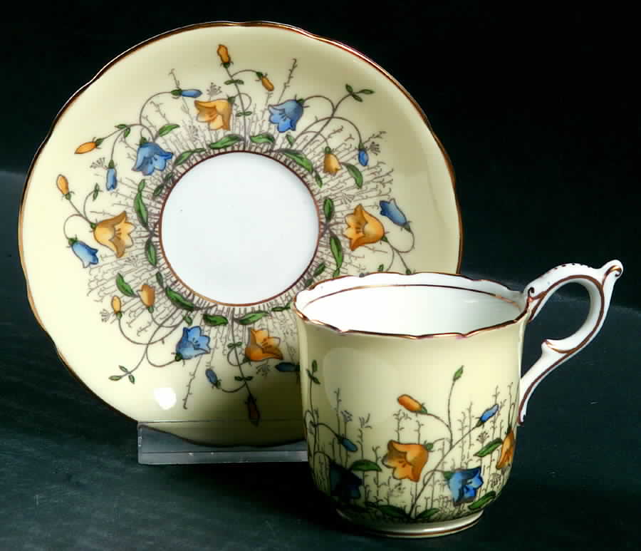 Harebell Pale Yellow Footed Demitasse Cup & Saucer Set by Coalport-1