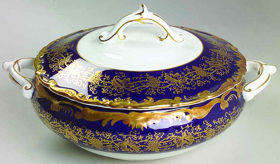 Hazelton Cobalt Blue Round Covered Vegetable by Coalport-1