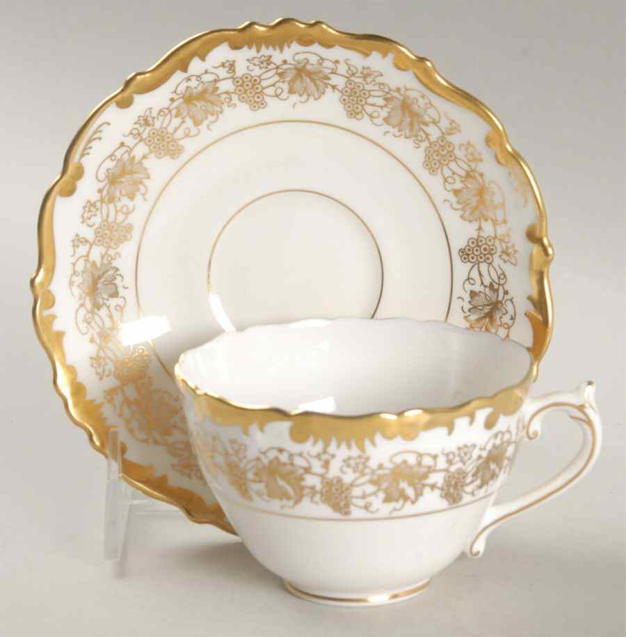 Hazelton White Footed Cup & Saucer Set by Coalport-1