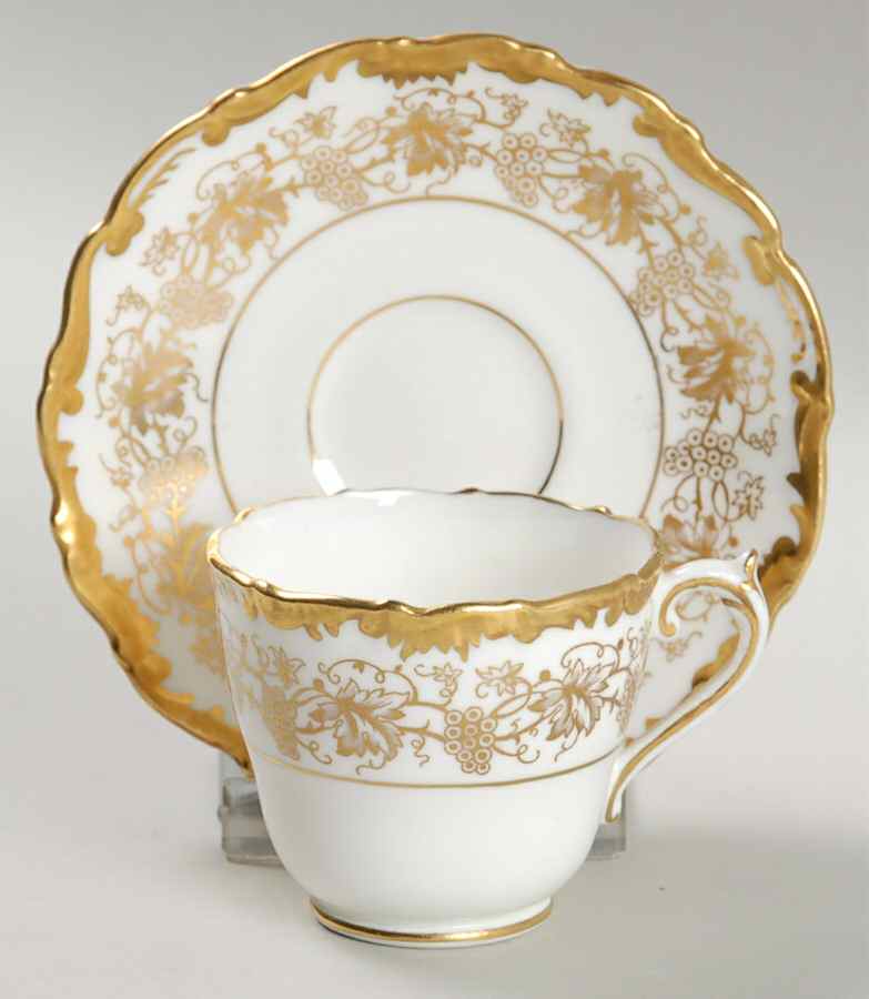 Hazelton White Footed Demitasse Cup & Saucer Set by Coalport-1