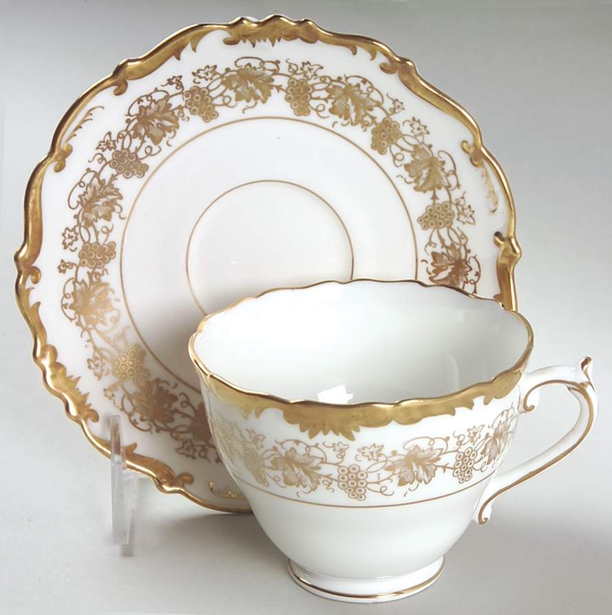 Hazelton White Footed Cup & Saucer Set by Coalport-1