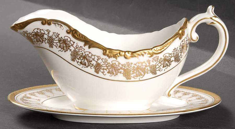 Hazelton White Gravy Boat & Underplate by Coalport-1