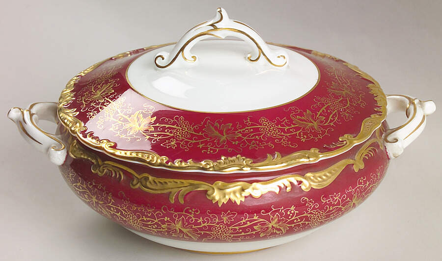Hazelton Maroon Round Covered Vegetable by Coalport-1