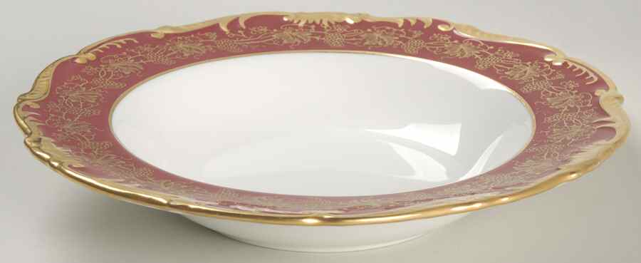Hazelton Maroon Rim Soup Bowl by Coalport-1
