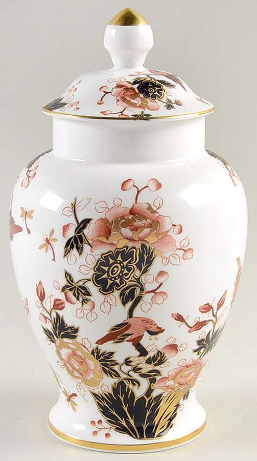 Hong Kong (New Backstamp, Mauve Flowers) Large Portland Vase & Lid by Coalport-1