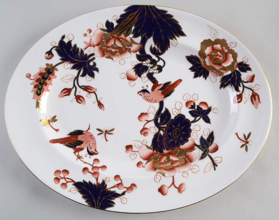 Hong Kong (New Backstamp, Mauve Flowers) 13" Oval Serving Platter by Coalport-1