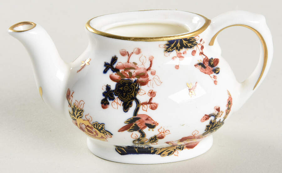 Hong Kong (New Backstamp, Mauve Flowers) Toy Teapot No Lid by Coalport-1