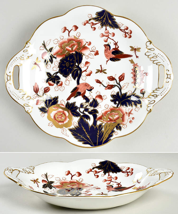 Hong Kong (New Backstamp, Mauve Flowers) 2 Handle Bon Bon by Coalport-1