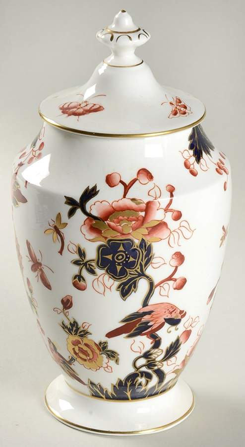 Hong Kong (New Backstamp, Mauve Flowers) Footed Urn with Lid by Coalport-1