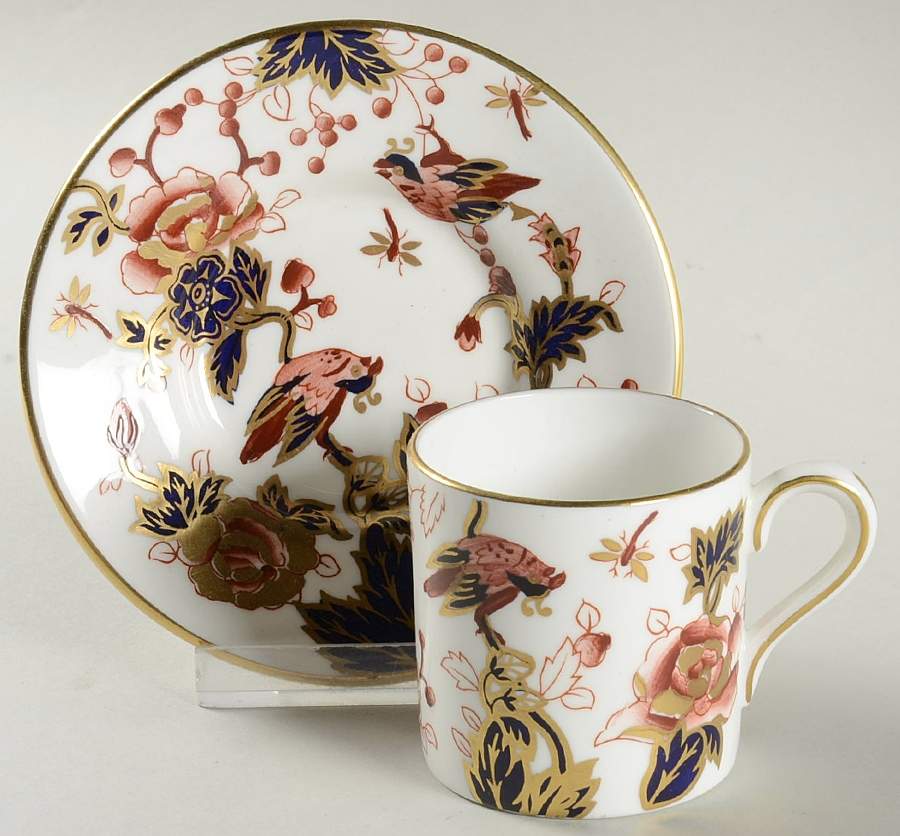 Hong Kong (New Backstamp, Mauve Flowers) Flat Demitasse Cup & Saucer Set by Coalport-1