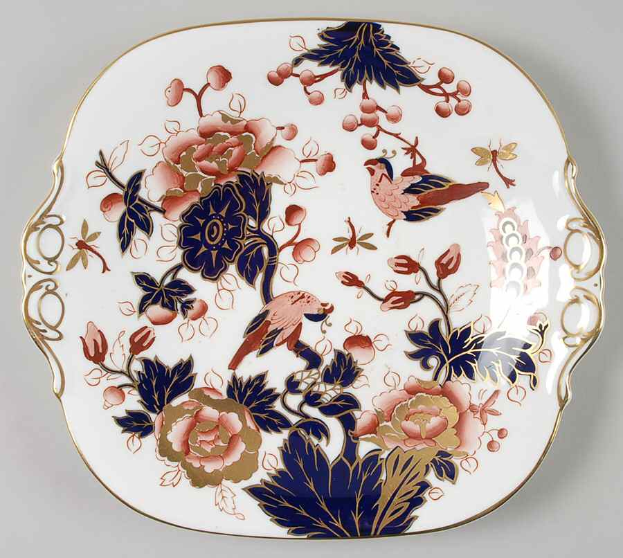 Hong Kong (New Backstamp, Mauve Flowers) Square Handled Cake Plate by Coalport-1