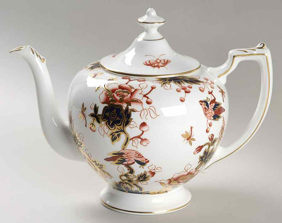 Hong Kong (New Backstamp, Mauve Flowers) Teapot & Lid by Coalport-1
