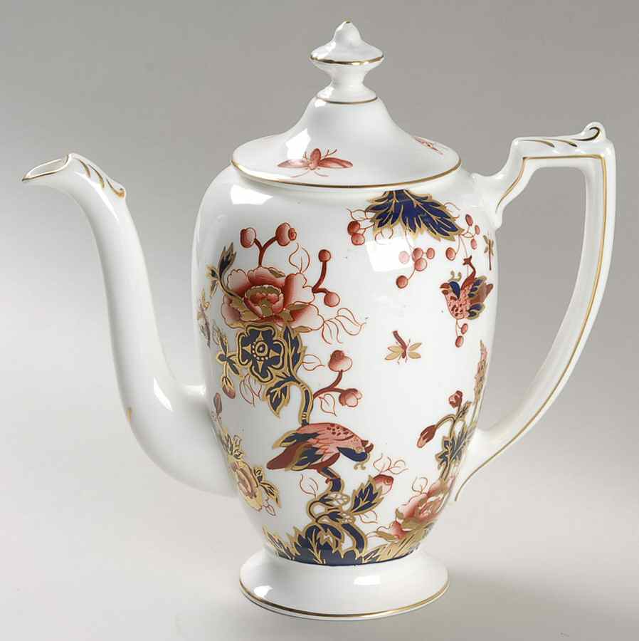 Hong Kong (New Backstamp, Mauve Flowers) Coffee Pot & Lid by Coalport-1