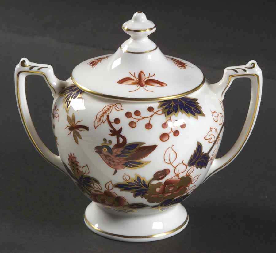 Hong Kong (New Backstamp, Mauve Flowers) Sugar Bowl & Lid by Coalport-1