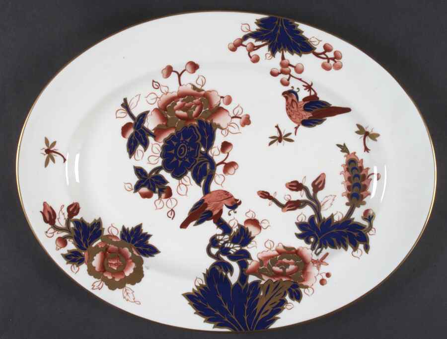 Hong Kong (New Backstamp, Mauve Flowers) 15" Oval Serving Platter by Coalport-1