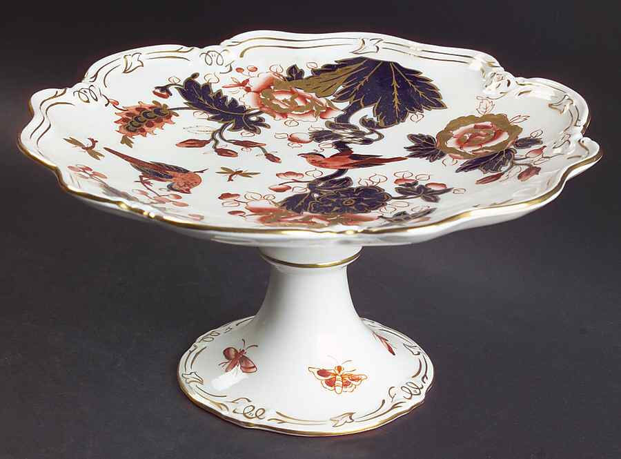 Hong Kong (New Backstamp, Mauve Flowers) Round Compote (Height X Width) by Coalport-1