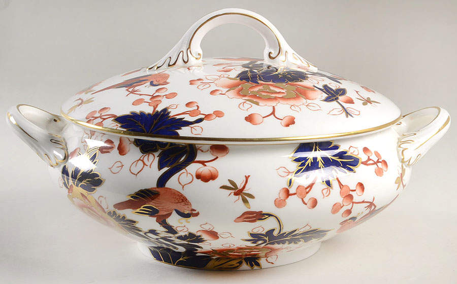 Hong Kong (Old Backstamp, Rust Flowers) Tureen &  Lid by Coalport-1
