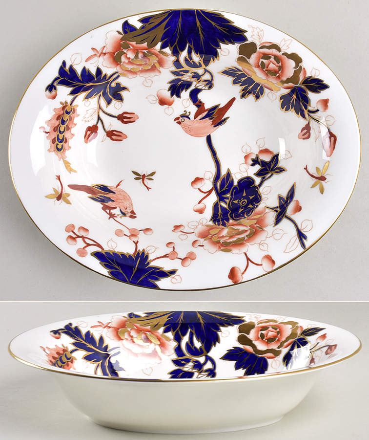 Hong Kong (Old Backstamp, Rust Flowers) 9" Oval Vegetable Bowl by Coalport-1