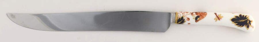 Hong Kong (Old Backstamp, Rust Flowers) Carving Knife with Stainless Blade by Coalport-1