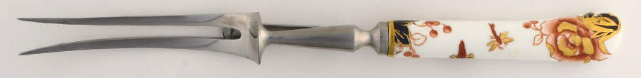 Hong Kong (Old Backstamp, Rust Flowers) Carving Fork with Stainless Prongs by Coalport-1