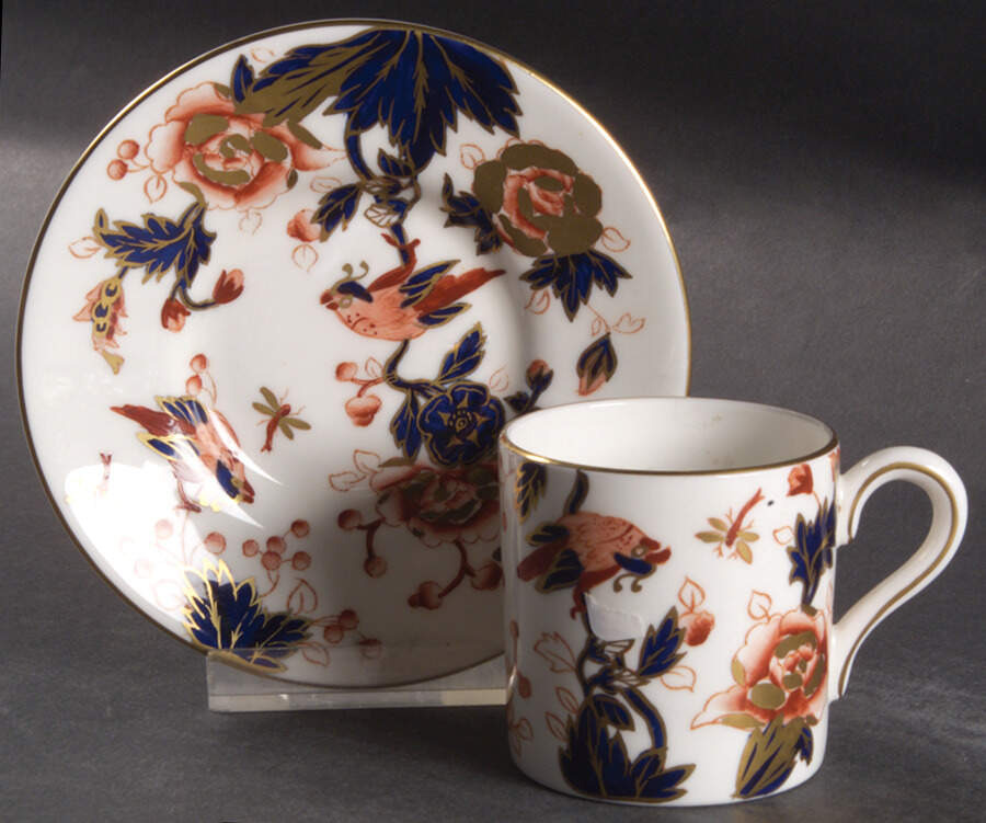 Hong Kong (Old Backstamp, Rust Flowers) Flat Demitasse Cup & Saucer Set by Coalport-1