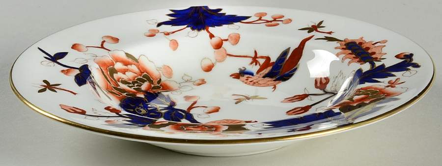 Hong Kong (Old Backstamp, Rust Flowers) Rim Soup Bowl by Coalport-1