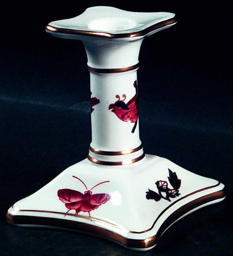 Hong Kong (Old Backstamp, Rust Flowers) Single Light Candlestick by Coalport-1