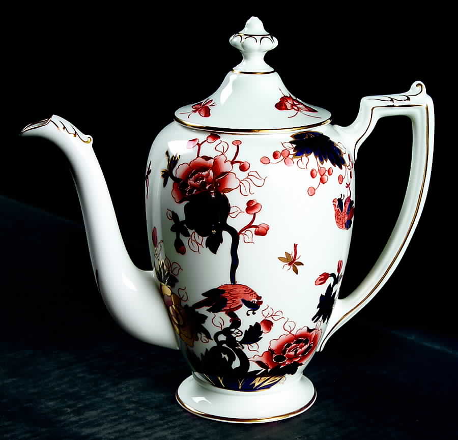 Hong Kong (Old Backstamp, Rust Flowers) Small Coffee Pot & Lid by Coalport-1