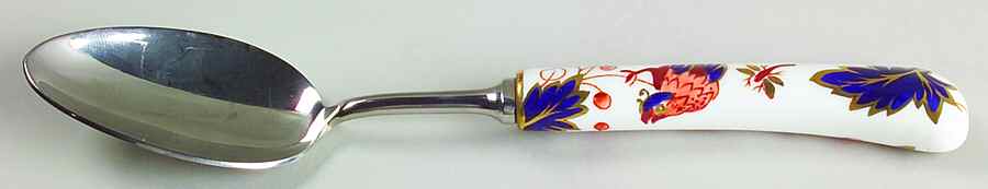 Hong Kong (Old Backstamp, Rust Flowers) Place/Oval Soup Spoon by Coalport-1