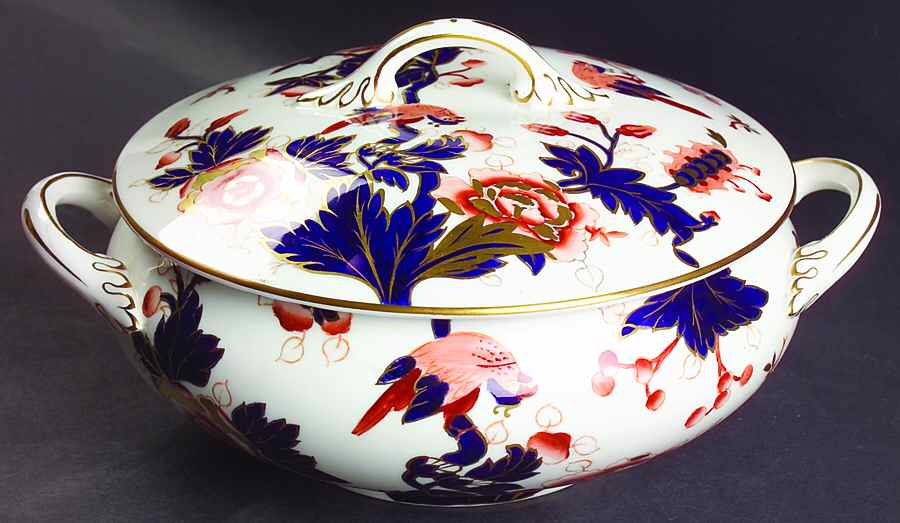 Hong Kong (Old Backstamp, Rust Flowers) Round Covered Vegetable by Coalport-1