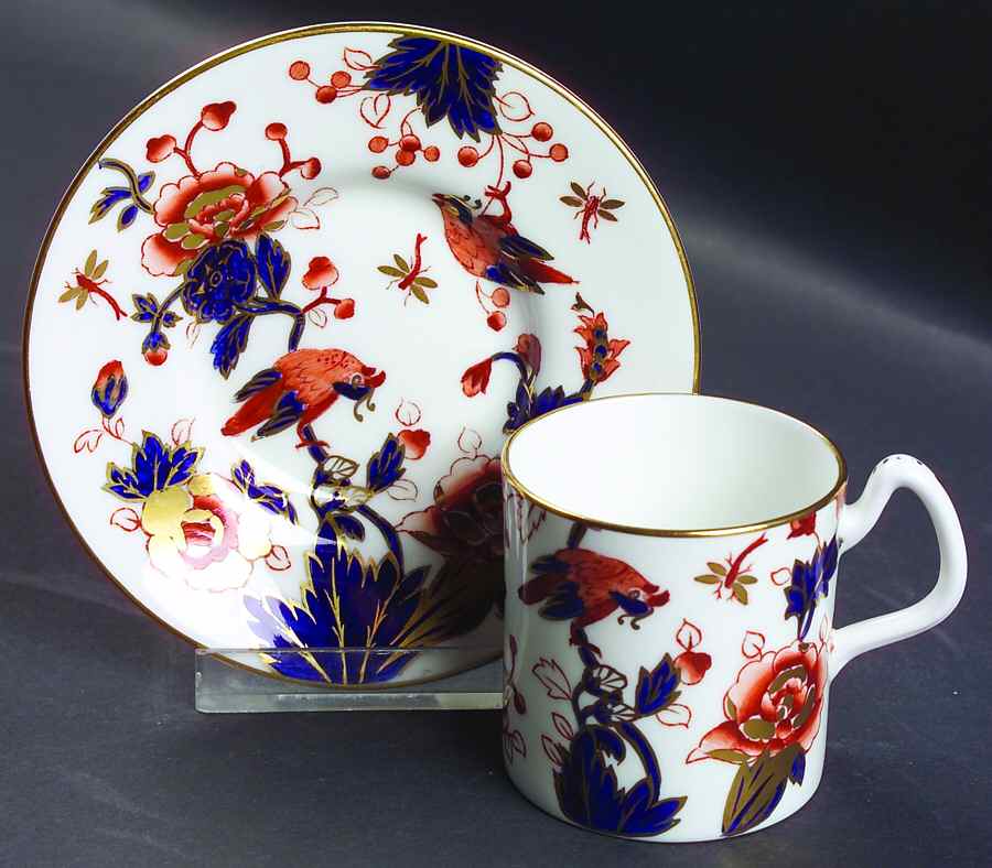 Hong Kong (Old Backstamp, Rust Flowers) Flat Demitasse Cup & Saucer Set by Coalport-1