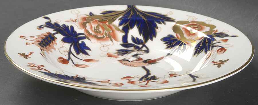 Hong Kong (Old Backstamp, Rust Flowers) Rim Soup Bowl by Coalport-1