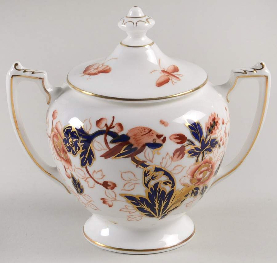 Hong Kong (Old Backstamp, Rust Flowers) Sugar Bowl & Lid by Coalport-1