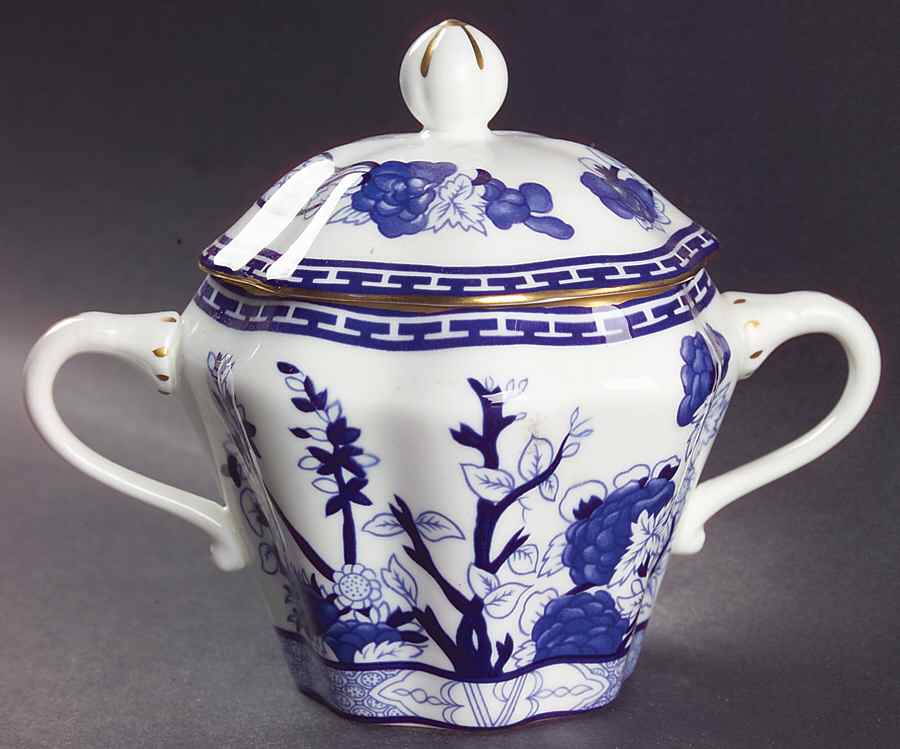 Indian Tree Blue Sugar Bowl & Lid by Coalport-1