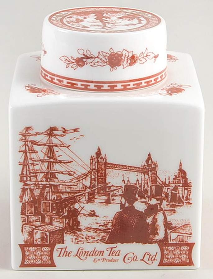Indian Tree Coral (Scalloped) Tea Caddy & Lid by Coalport-1