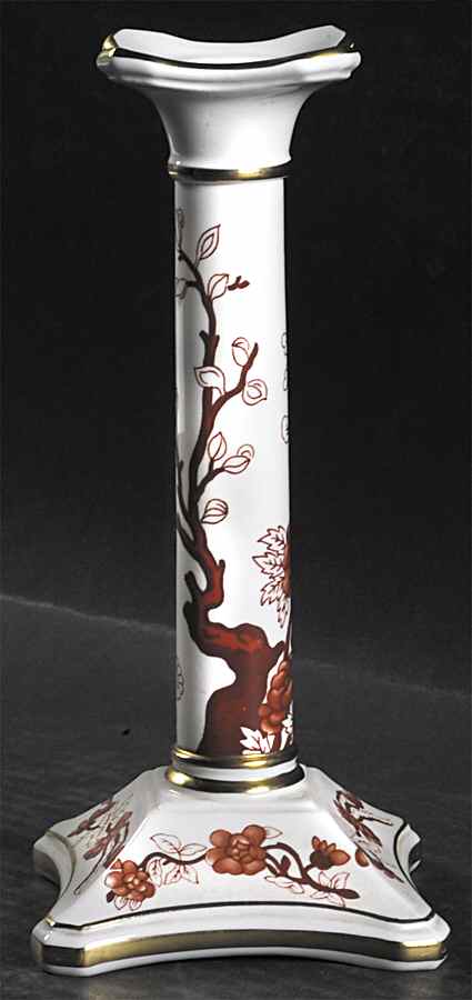 Indian Tree Coral (Scalloped) 8" Tall Candlestick by Coalport-1