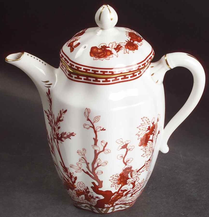 Indian Tree Coral (Scalloped) Coffee Pot & Lid by Coalport-1