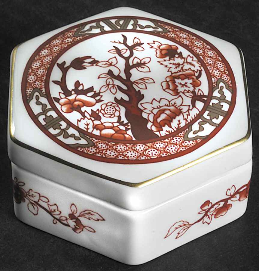 Indian Tree Coral (Scalloped) Hexagonal Box with Lid by Coalport-1