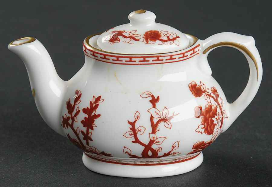 Indian Tree Coral (Semi Scalloped) Miniature Teapot & Lid by Coalport-1