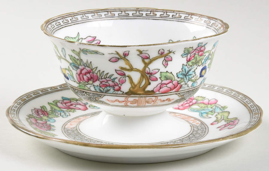 Indian Tree Multicolor (Scalloped, Older) Mayonnaise with Attached Underplate by Coalport-1