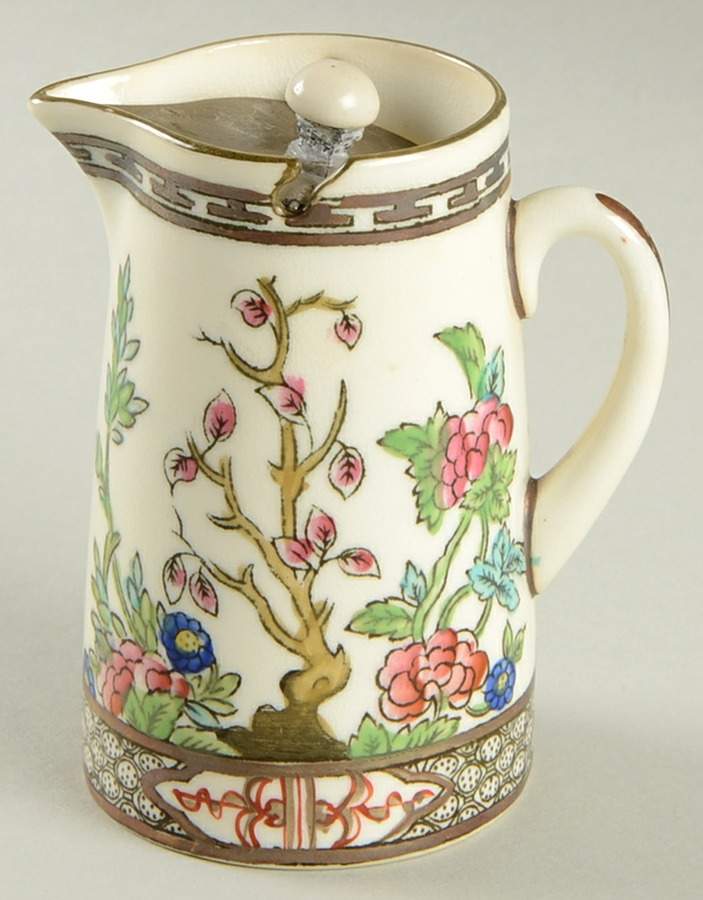 Indian Tree Multicolor (Scalloped, Older) Individual Syrup & Metal Lid by Coalport-1