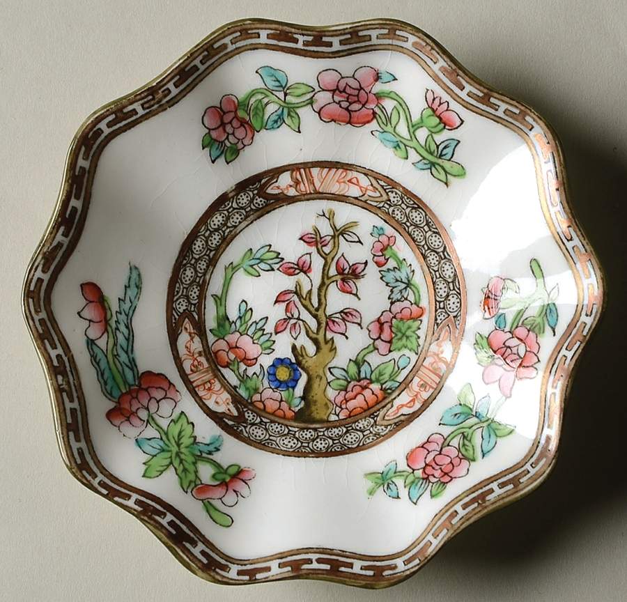 Indian Tree Multicolor (Scalloped, Older) Saucer for Flat Demitasse Cup by Coalport-1