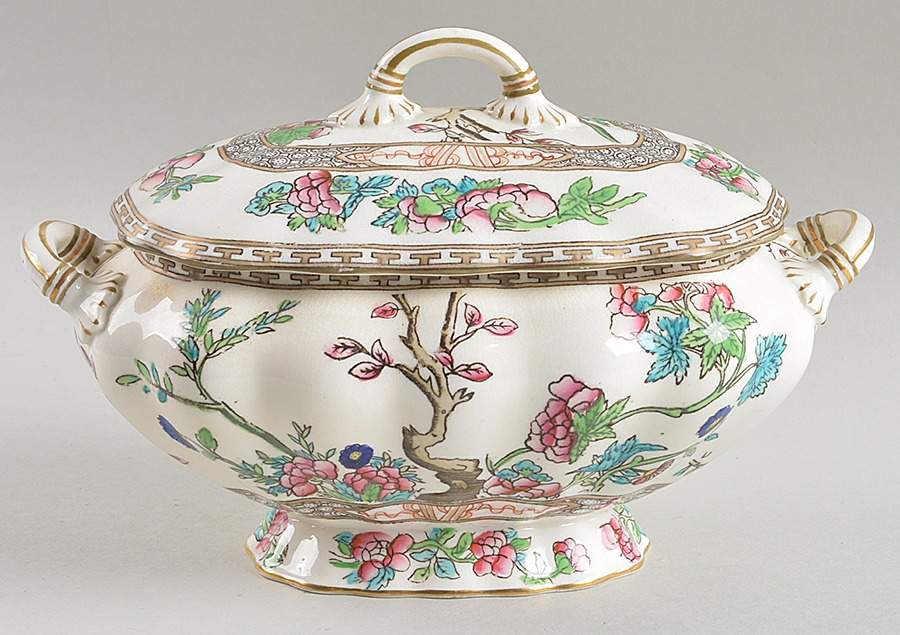 Indian Tree Multicolor (Scalloped, Older) Sauce Boat & Lid by Coalport-1