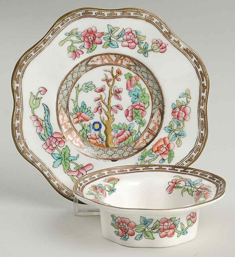 Indian Tree Multicolor (Scalloped, Older) Ramekin & Saucer Set by Coalport-1