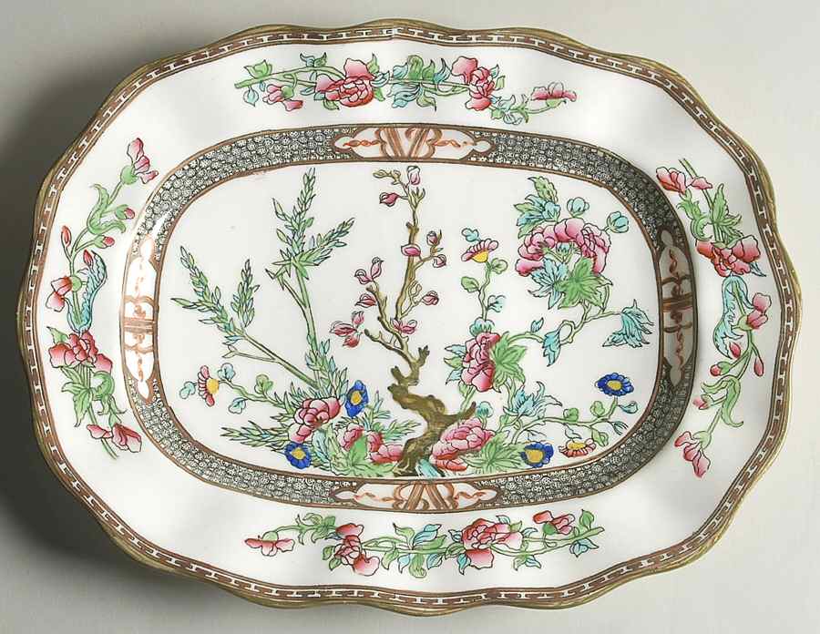 Indian Tree Multicolor (Scalloped, Older) 13" Oval Serving Platter by Coalport-1