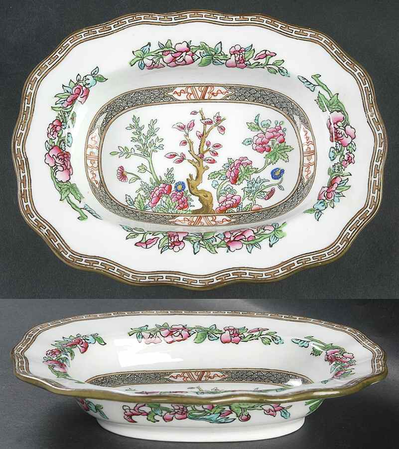 Indian Tree Multicolor (Scalloped, Older) 8" Oval Vegetable Bowl by Coalport-1