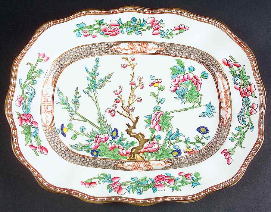 Indian Tree Multicolor (Scalloped, Older) 12" Oval Serving Platter by Coalport-1