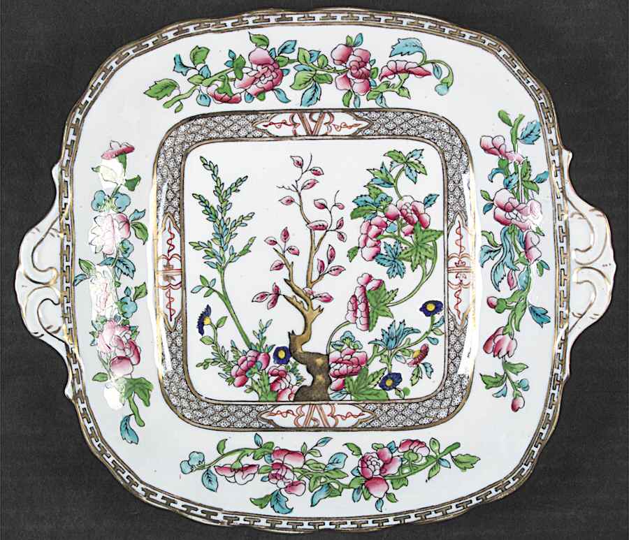 Indian Tree Multicolor (Scalloped, Older) Square Handled Cake Plate by Coalport-1